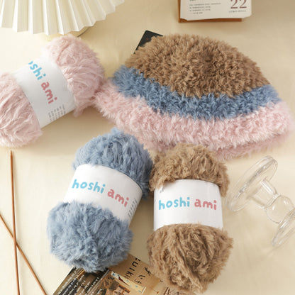 極太フェイクファーヤーン100g大玉｜もこもこ エコファー｜星ポンチョ　マフラー・バッグ・ラグ作りに