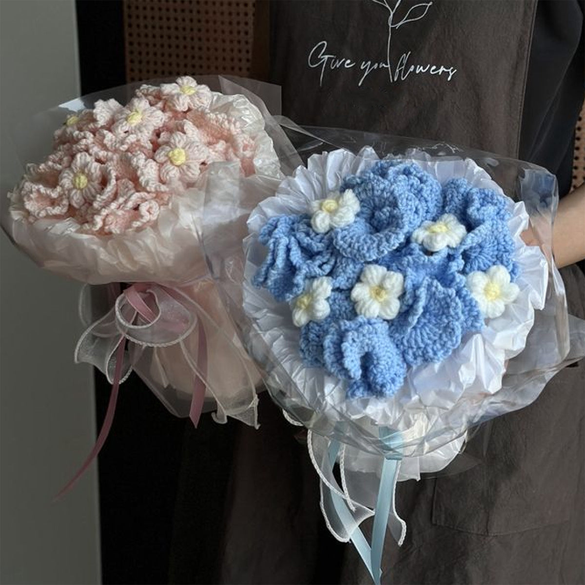 完成品】ずっと咲き続ける 毛糸の花束（ニットブーケ）｜枯れない