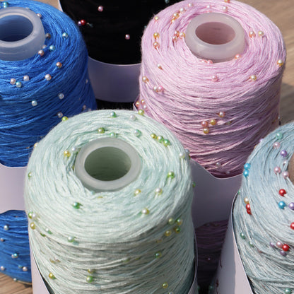Pearl Cotton（パールコットン）350g｜真珠のような輝き｜パールビーズ入りシルケットコットン｜上品な艶と涼やかなサマーヤーン｜韓国トレンドのバレエコア風｜全75色