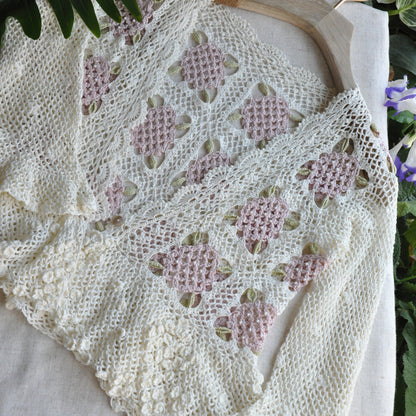 【手編みキット】Ajisai Cardigan（紫陽花カーディガン）｜紫陽花モチーフのかぎ針編み｜透かし編み×フリル｜レトロ・大人可愛い｜全7色・4サイズ｜編み図・動画付き
