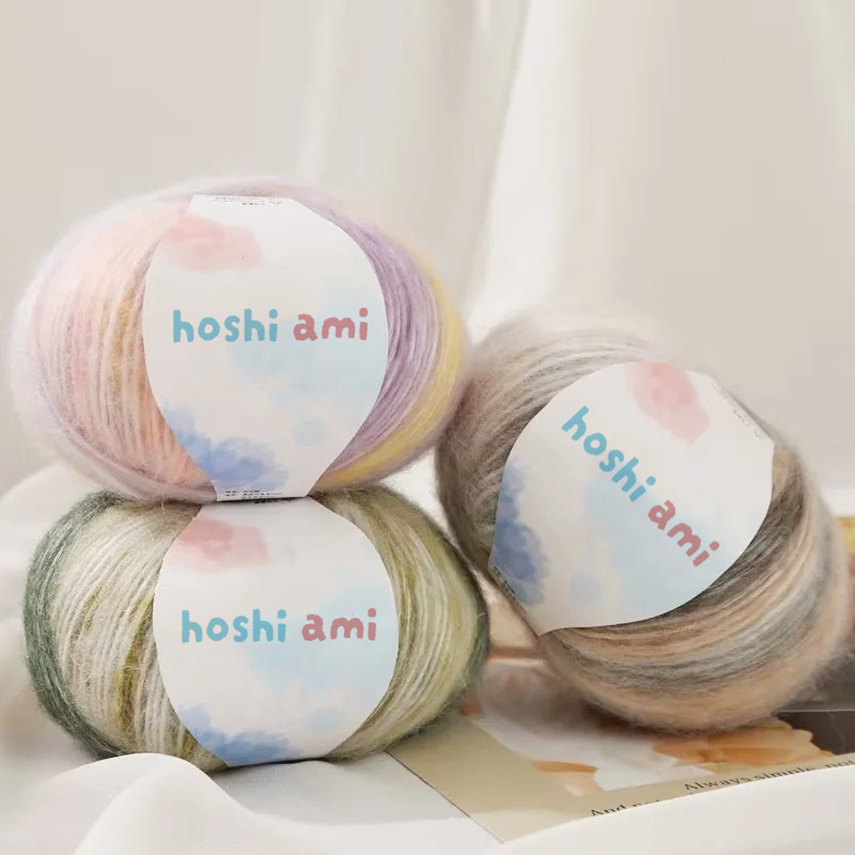 雲シリーズ　雲のように美しい段染め シルクモヘア 50g 防縮ウール配合