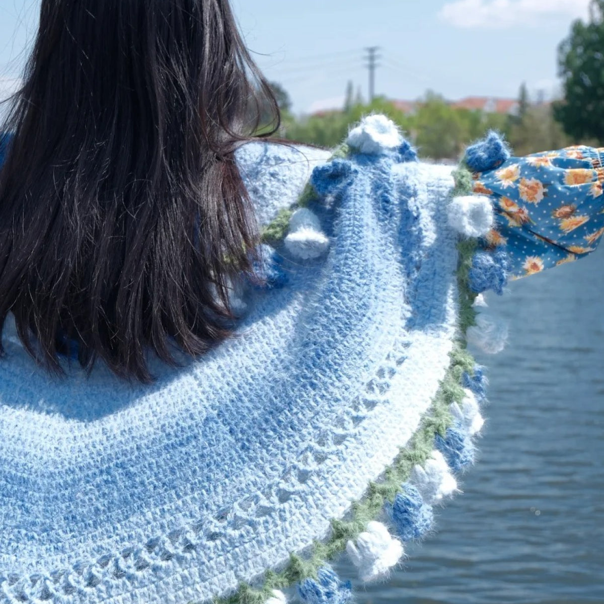 手編みキット】花束ブランケット全9色｜選べるサイズと葉っぱ有無