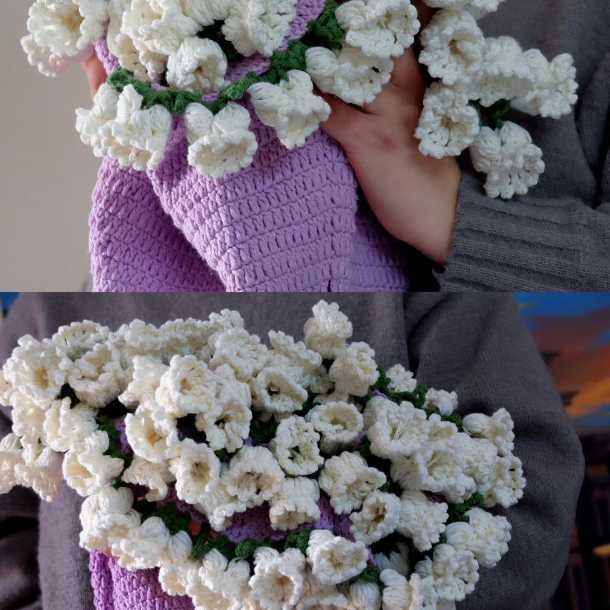 【手編みキット】単色花束ブランケット（15玉セット）｜並太毛糸で編む大判サイズ｜選べる5色｜ 初心者でも簡単！電子版編みレシピ プレゼント！