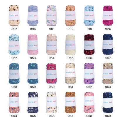 【綿100％】Twinkle Yarnトゥインクルヤーン50g｜ユニークなスパンコール付きコットン糸｜131色｜春夏のクリエイティブ編み物に最適｜自分だけの作品を創れる