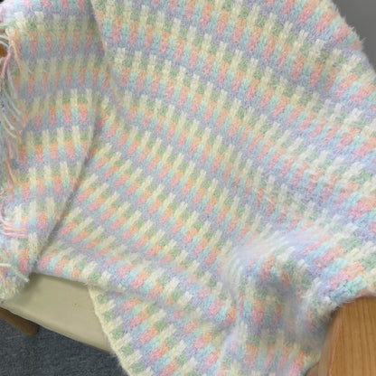 【手編みキット】Yumeiro Blanket（ゆめいろブランケット）｜8色で編むふんわりブランケット｜ミルキーカラー｜2サイズ｜編み図付き