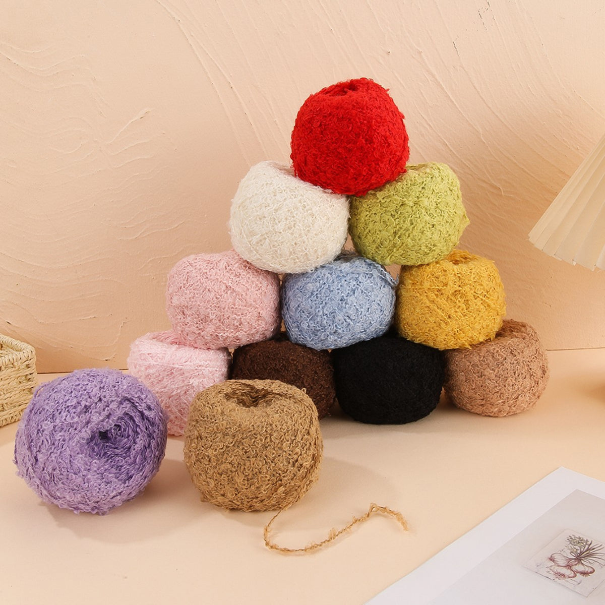 Teddy Loop Yarn（テディループヤーン）50g｜くるくるループのブークレヤーン｜ウール混｜もこもこファンシーヤーン｜韓国風ツイード調｜あみぐるみ・引き揃え糸に｜全17色