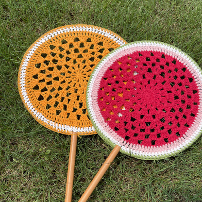【手編みキット】Ami Uchiwa（あみうちわ）｜フルーツシリーズ｜毛糸で作る編みうちわ｜うちわフレーム付き｜昭和レトロ｜編み図・動画付き