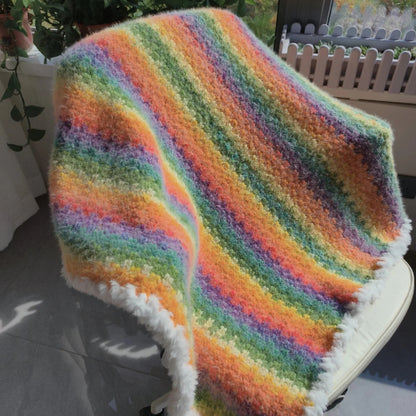 【手編みキット】NORDIC BLANKET（ノルディックブランケット）｜にじシリーズ｜色が重なる、北欧風の段染めブランケット｜選べる6配色｜編み動画付き