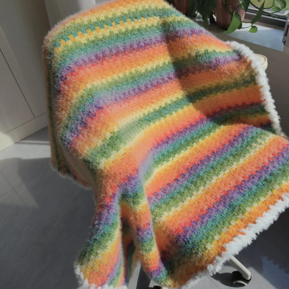 【手編みキット】NORDIC BLANKET（ノルディックブランケット）｜にじシリーズ｜色が重なる、北欧風の段染めブランケット｜選べる6配色｜編み動画付き