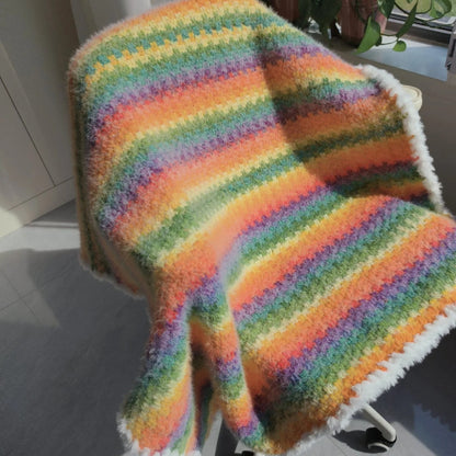 【手編みキット】NORDIC BLANKET（ノルディックブランケット）｜にじシリーズ｜色が重なる、北欧風の段染めブランケット｜選べる6配色｜編み動画付き