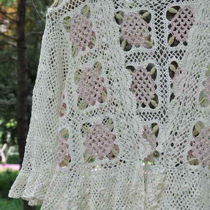 【手編みキット】Ajisai Cardigan（紫陽花カーディガン）｜紫陽花モチーフのかぎ針編み｜透かし編み×フリル｜レトロ・大人可愛い｜全7色・4サイズ｜編み図・動画付き
