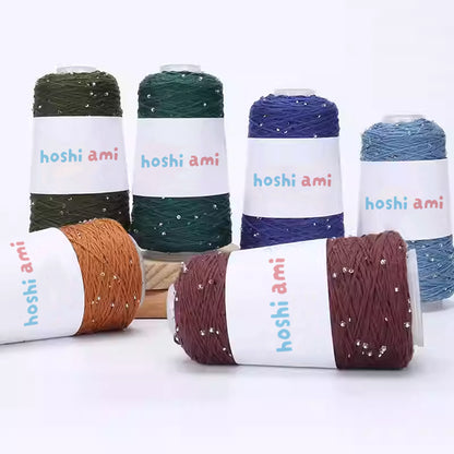 【綿100％】Dazzle Yarnダズルヤーン 50g｜ビーズとスパンコール付き｜春夏向け サマーヤーン 5本撚り｜ウェア、ショール、小物用