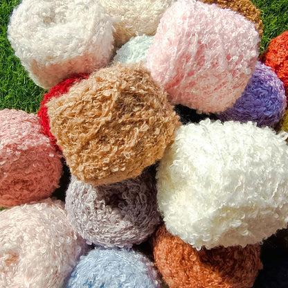 Teddy Loop Yarn（テディループヤーン）50g｜くるくるループのブークレヤーン｜ウール混｜もこもこファンシーヤーン｜韓国風ツイード調｜あみぐるみ・引き揃え糸に｜全17色