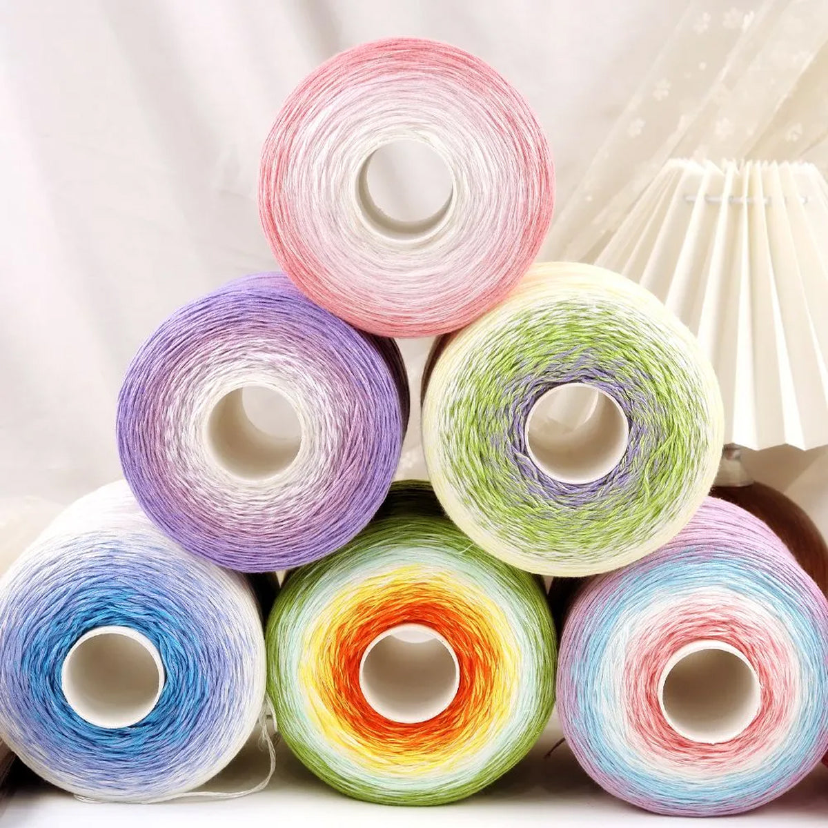 【シルケット加工・綿100%】Melody Cake Yarn（メロディーケーキヤーン）500g｜8本撚り・配色いらずのロングピッチ段染め｜夏ウェア・ショール・ブランケットに｜全36色