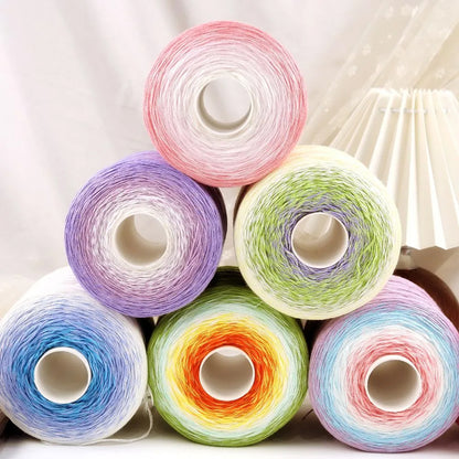 【シルケット加工・綿100%】Melody Cake Yarn（メロディーケーキヤーン）500g｜8本撚り・配色いらずのロングピッチ段染め｜夏ウェア・ショール・ブランケットに｜全36色