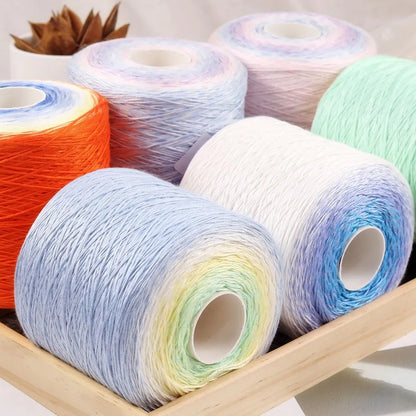 【シルケット加工・綿100%】Melody Cake Yarn（メロディーケーキヤーン）500g｜8本撚り・配色いらずのロングピッチ段染め｜夏ウェア・ショール・ブランケットに｜全36色