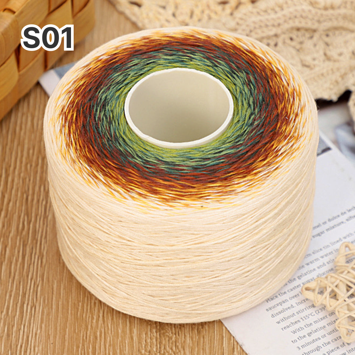 【シルケット加工・綿100%】Melody Cake Yarn（メロディーケーキヤーン）500g｜韓国風グラデーション段染め｜ウェア・ショール・ブランケットに
