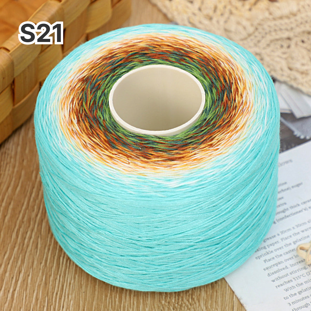 【シルケット加工・綿100%】Melody Cake Yarn（メロディーケーキヤーン）500g｜韓国風グラデーション段染め｜ウェア・ショール・ブランケットに