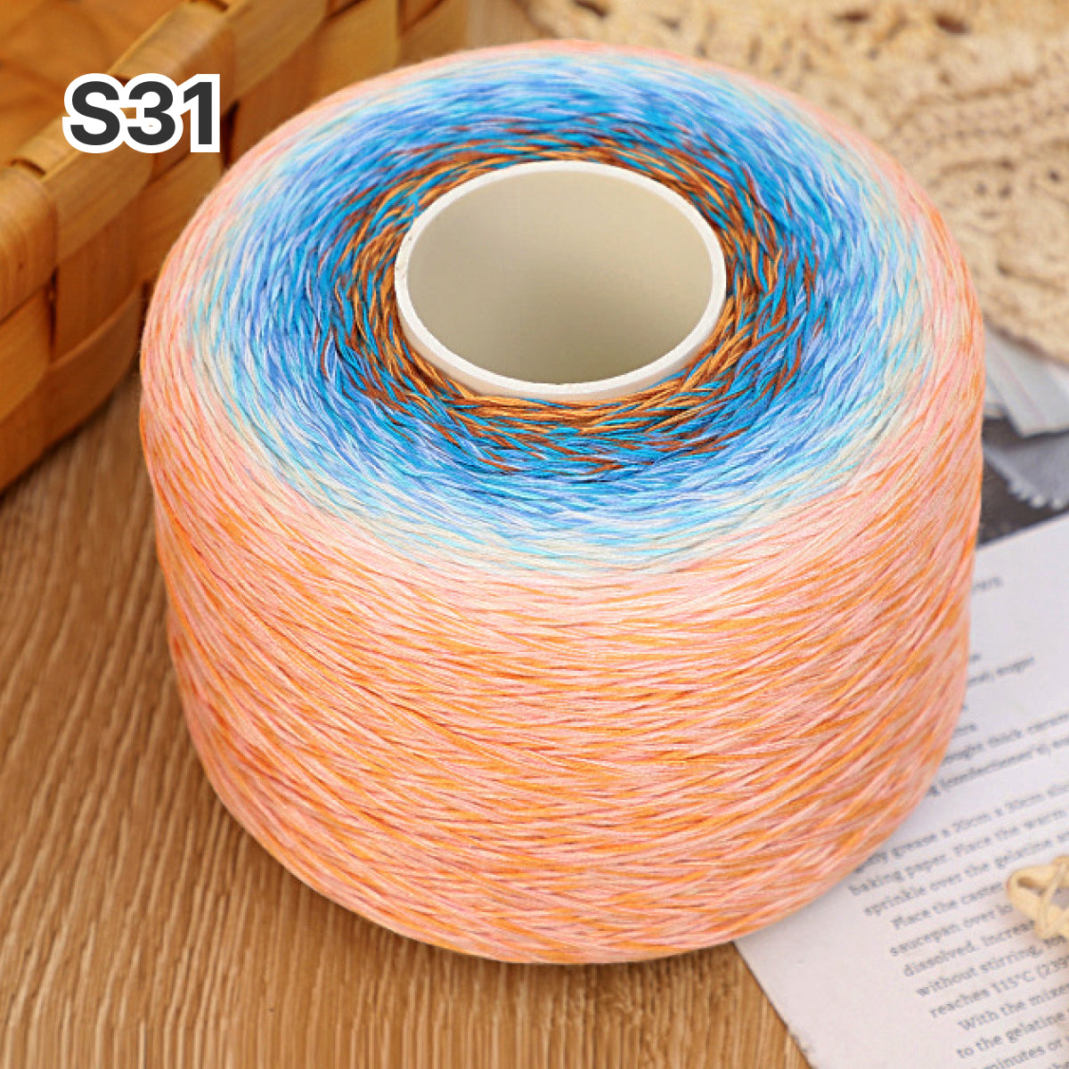 【シルケット加工・綿100%】Melody Cake Yarn（メロディーケーキヤーン）500g｜韓国風グラデーション段染め｜ウェア・ショール・ブランケットに