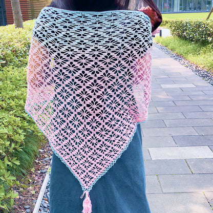 【手編みキット】Joyful Hanabi Shawl（ジョイフル花火ショール）｜Joyful Cake Yarn 1玉で完成｜花火のような透かし編み｜段染め・冷房対策｜編み図＋動画付き