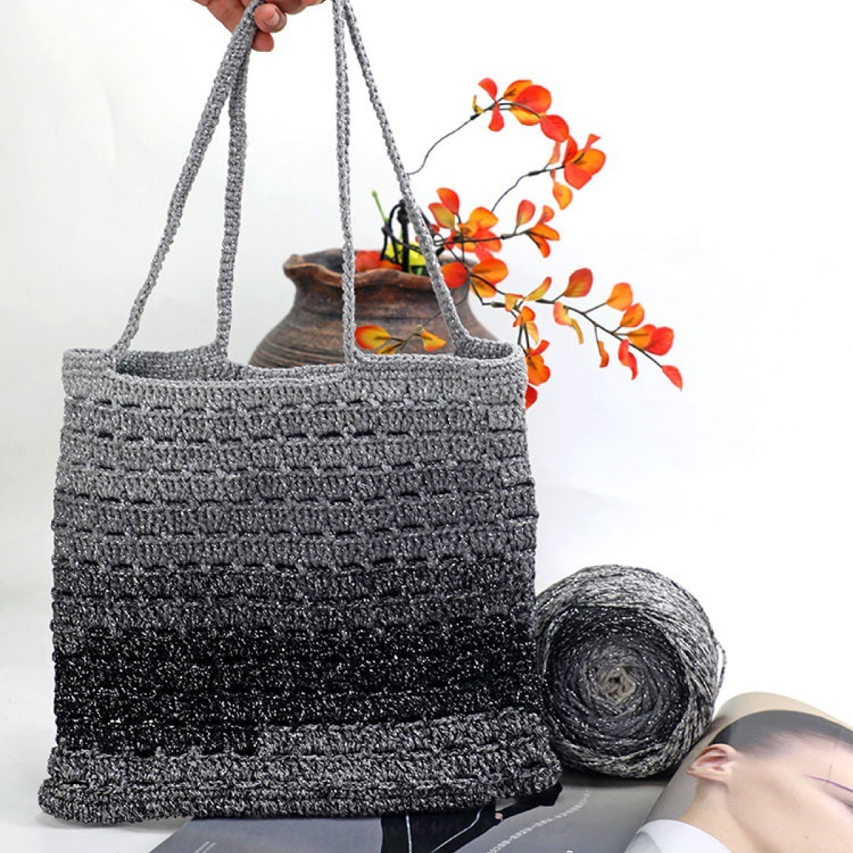 Galaxy Cake Yarn（ギャラクシーケーキヤーン）200g｜銀河のように輝くグラデーション｜韓国トレンド・Y2K｜キラキラ銀糸入り｜バッグ編みに｜大容量