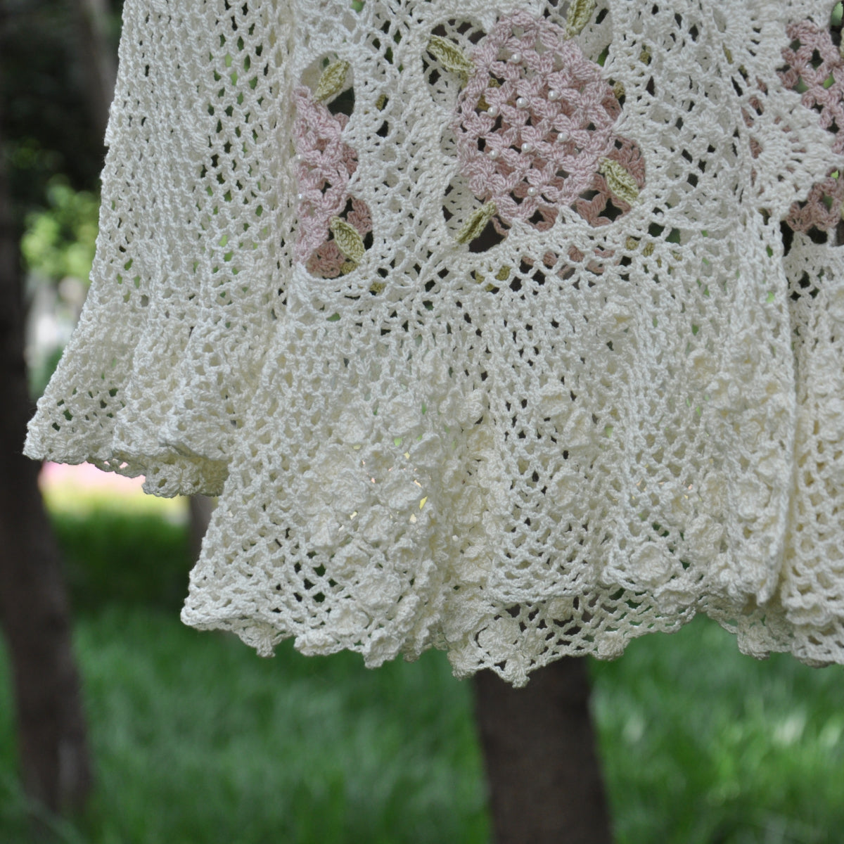 【手編みキット】Ajisai Cardigan（紫陽花カーディガン）｜紫陽花モチーフのかぎ針編み｜透かし編み×フリル｜レトロ・大人可愛い｜全7色・4サイズ｜編み図・動画付き