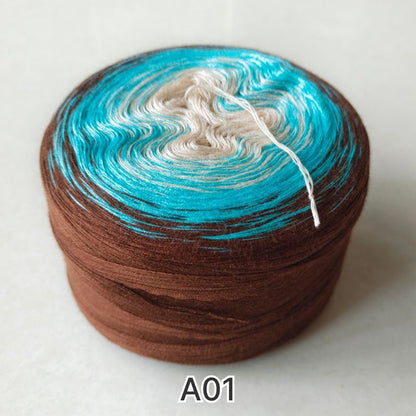 【シルケット加工・綿100%】Joyful Cake Yarn（ジョイフルケーキヤーン）300g｜ロングピッチ段染め・韓国風｜夏用ウェア・ショール・ブランケットに最適｜全36色｜電子版 ショール編みレシピ プレゼント！