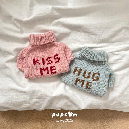 ほしあみ × 英国ブランド Pupcom コラボ 犬服 「Love My Puppy」  手編みニット ハンドメイド ペット服 冬用 ギフト向け