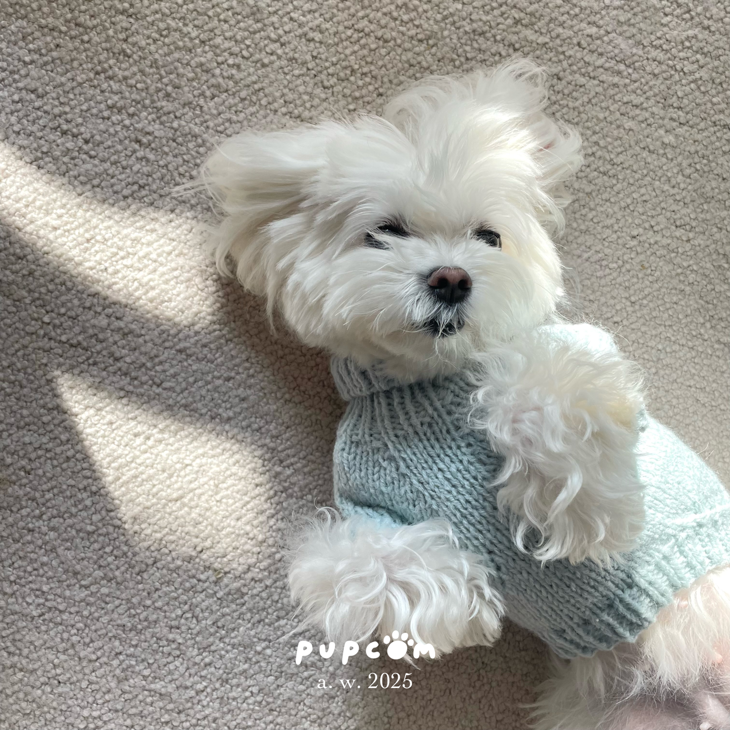 ほしあみ × 英国ブランド Pupcom コラボ 犬服 「Love My Puppy」  手編みニット ハンドメイド ペット服 冬用 ギフト向け