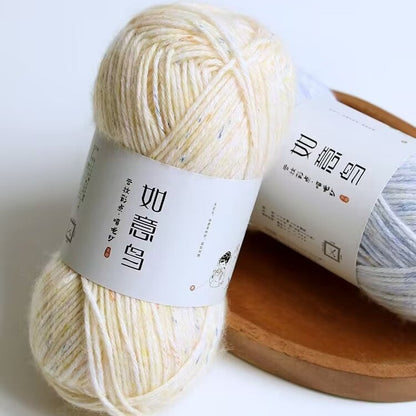 カラフルネップ入り中細コットン　ふんわり手ざわり50g 棒針5~8号、かぎ針3/0~4/0号