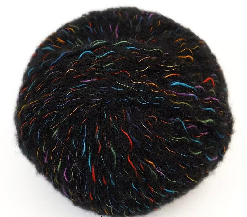 花火アルパカ毛糸 七色グラデーション手編み用 小物・マフラー・ウェア向け 50g かぎ針6/0〜7/0号