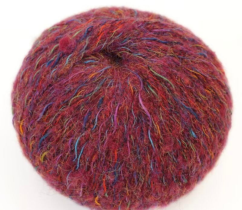 花火アルパカ毛糸 七色グラデーション手編み用 小物・マフラー・ウェア向け 50g かぎ針6/0〜7/0号