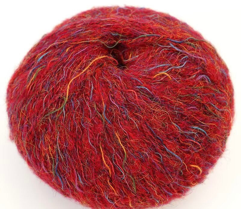 花火アルパカ毛糸 七色グラデーション手編み用 小物・マフラー・ウェア向け 50g かぎ針6/0〜7/0号