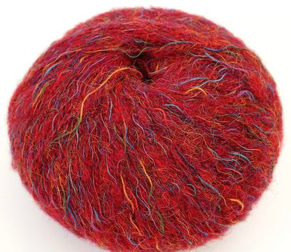 花火アルパカ毛糸 七色グラデーション手編み用 小物・マフラー・ウェア向け 50g かぎ針6/0〜7/0号