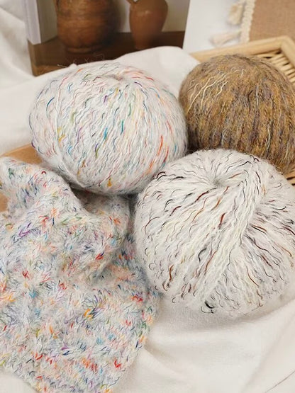 花火アルパカ毛糸 七色グラデーション手編み用 小物・マフラー・ウェア向け 50g かぎ針6/0〜7/0号