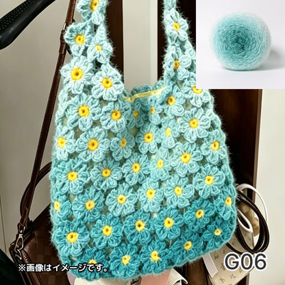 【手編みキット】花畑バッグ ｜インナーバッグ付き｜ぷっくりお花のモチーフ編みトートバッグ｜まるで持ち歩く花束｜春 夏 デイジーバッグ 編みレシピ付き