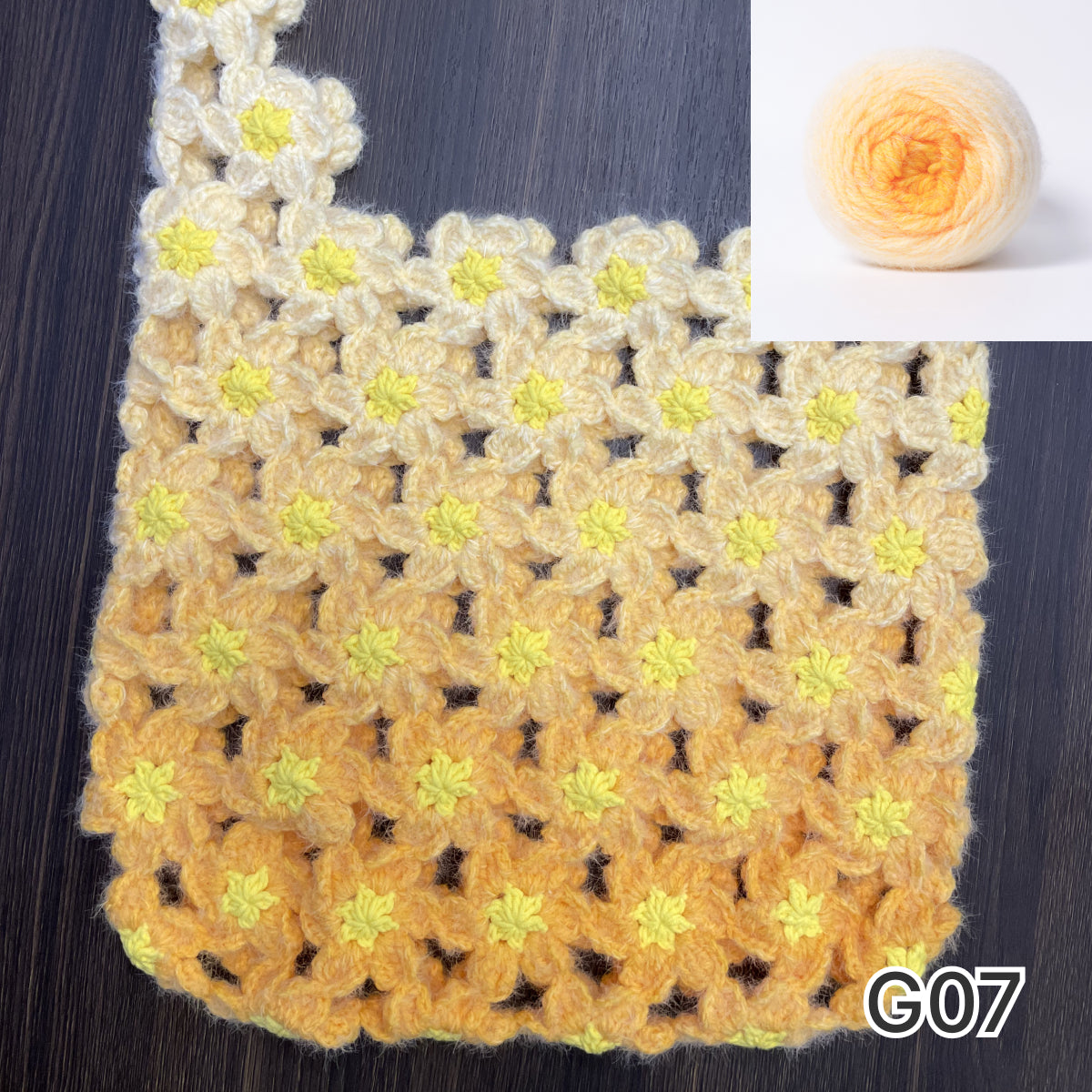 【手編みキット】花畑バッグ ｜インナーバッグ付き｜ぷっくりお花のモチーフ編みトートバッグ｜まるで持ち歩く花束｜春 夏 デイジーバッグ 編みレシピ付き