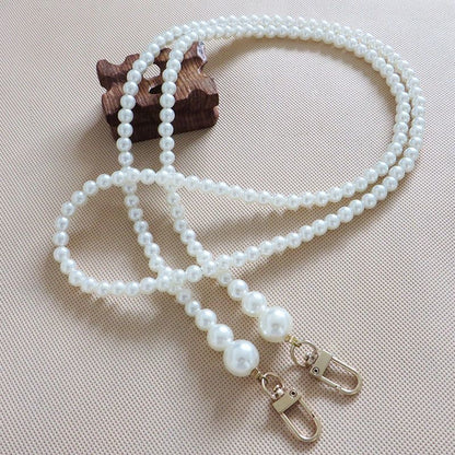 パールチェーン バッグストラップ 90cm ゴールド金具付き｜ハンドメイド ショルダー 紐 斜めがけ対応