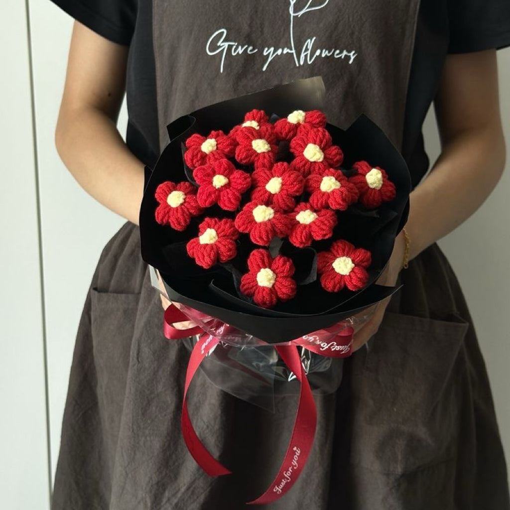 【完成品】クリスママス手編み花束｜全10色・編む手間なし｜おしゃれで枯れない花のプレゼントやギフトに最適（恋人・友達・誕生日）