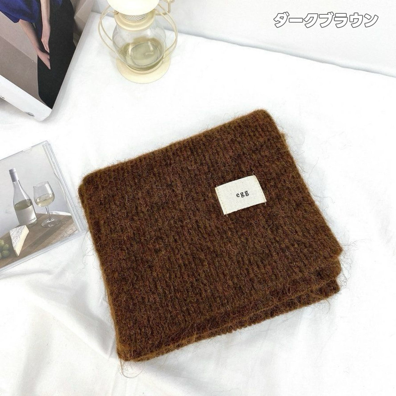 【クリスママスギフトセット】ハンドメイドショートケーキ巾着バッグ＋手編み花束＋マフラーの3点セット｜色を自由に選べる｜家族・友達・恋人へのクリスマスギフト