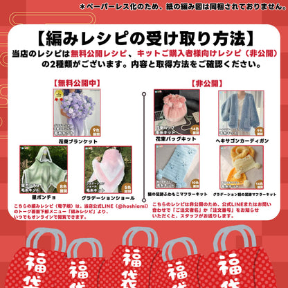 予約販売【福袋 A 】人気花束ブランケットキット＆ベビーミルクヤーン入り！毛糸たっぷりランダム2点入り！合計5点