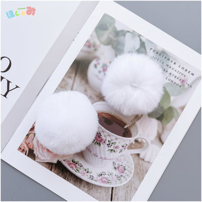 【7cm】ふわふわフェイクファーポンポン｜ホワイト｜7個・8個セット｜星ポンチョ追加用・小物作りに