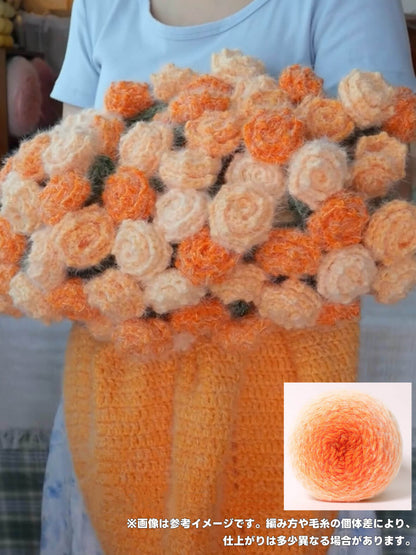 【手編みキット】花束ブランケット｜SNSで話題！ロングファーヤーンで編む｜選べる4タイプ（葉っぱ有無×サイズ）全14色展開 　電子版編みレシピプレゼント！
