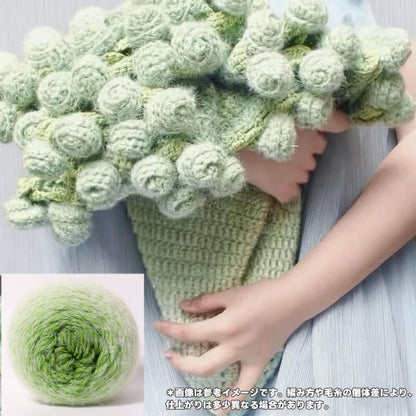 【手編みキット】花束ブランケット｜SNSで話題！ロングファーヤーンで編む｜選べる4タイプ（葉っぱ有無×サイズ）全14色展開 　電子版編みレシピプレゼント！