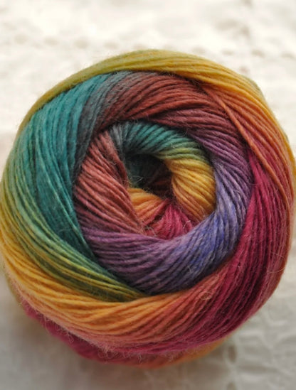 【100g】段染めウールSerenade（セレナーデ ）｜幻想的なグラデーション｜手紡ぎ風シングルツイスト｜ショール・ウェアに