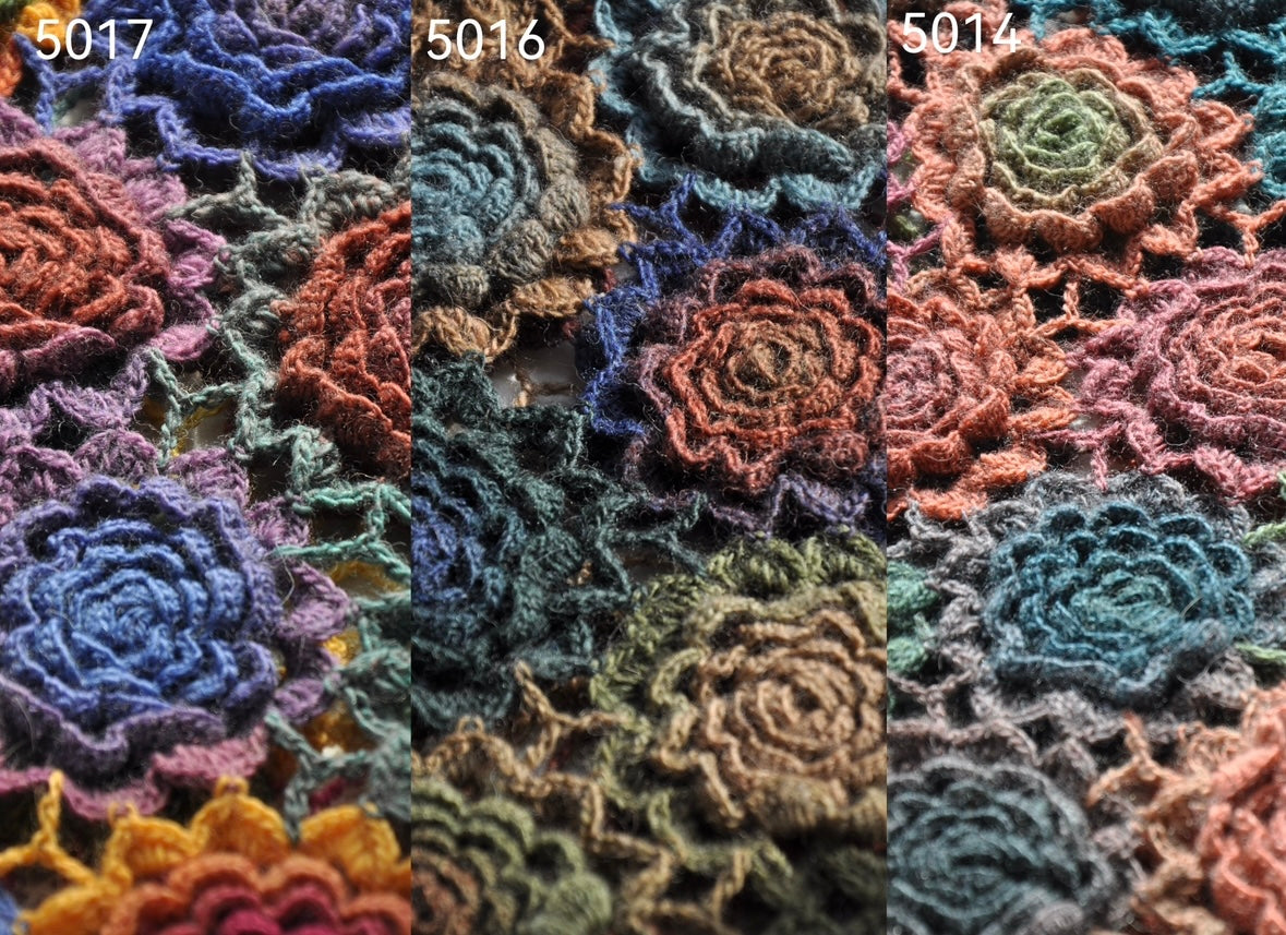 【手編みキット】立体バラのモチーフ編み「花盛り」シリーズ｜かぎ針編み 3Dローズのショール・カーディガン｜グラデーションウール使用｜大人可愛い （編み図付き）