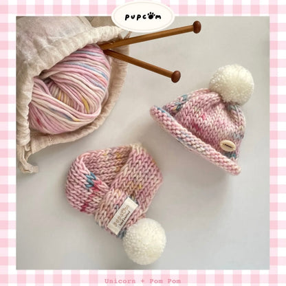 ほしあみ × 英国ブランド Pupcom コラボ ペットマフラー 「Unicorn」  手編みニット　犬　猫　アクセサリー ハンドメイド 冬用 ギフト向