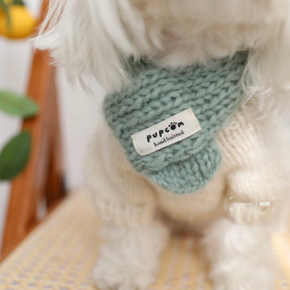 ほしあみ × 英国ブランド Pupcom コラボ ペットマフラー 「Baby Alpaca」  手編みニット　犬　猫　アクセサリー ハンドメイド 冬用 ギフト向 5色展開