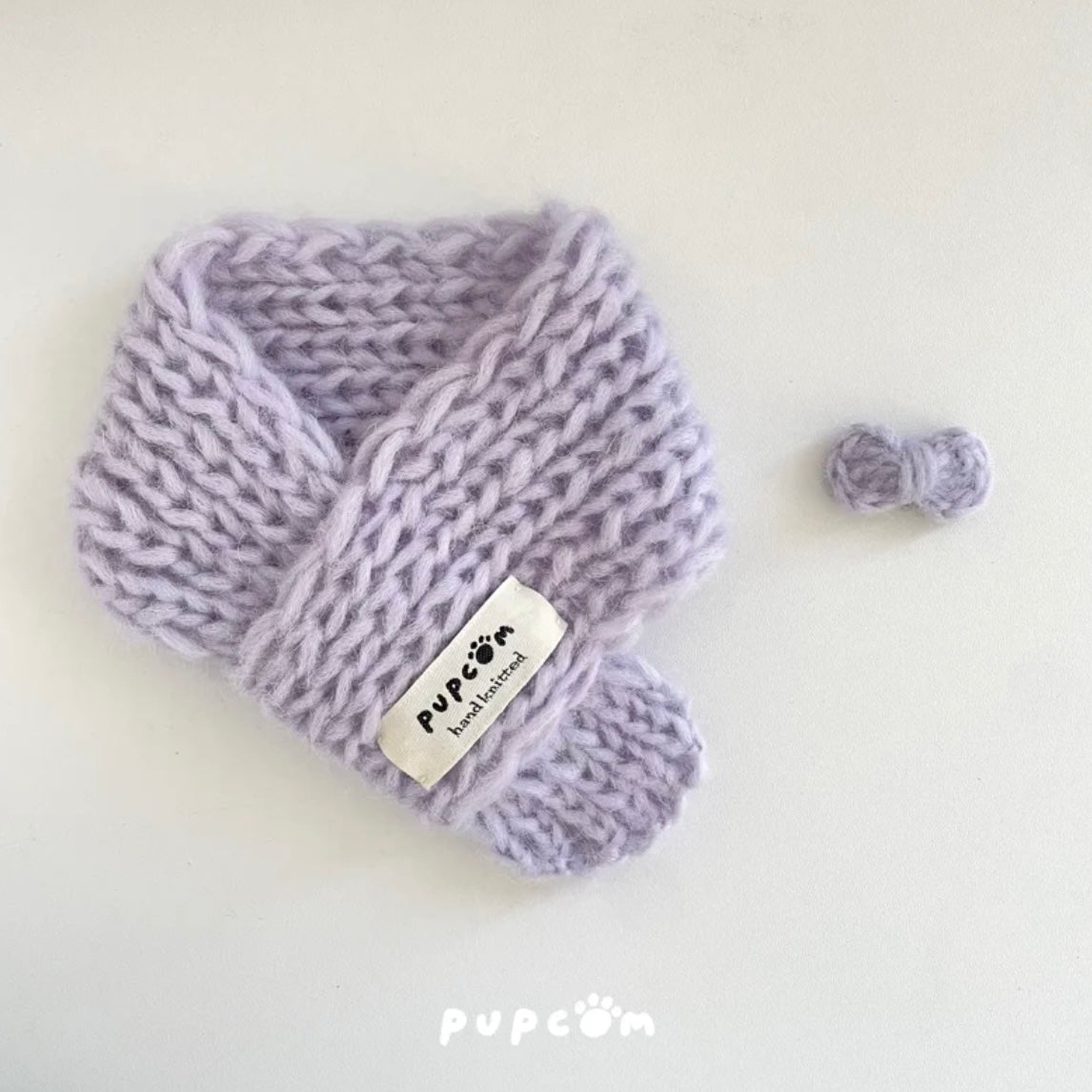 ほしあみ × 英国ブランド Pupcom コラボ ペットマフラー 「Baby Alpaca」  手編みニット　犬　猫　アクセサリー ハンドメイド 冬用 ギフト向 5色展開