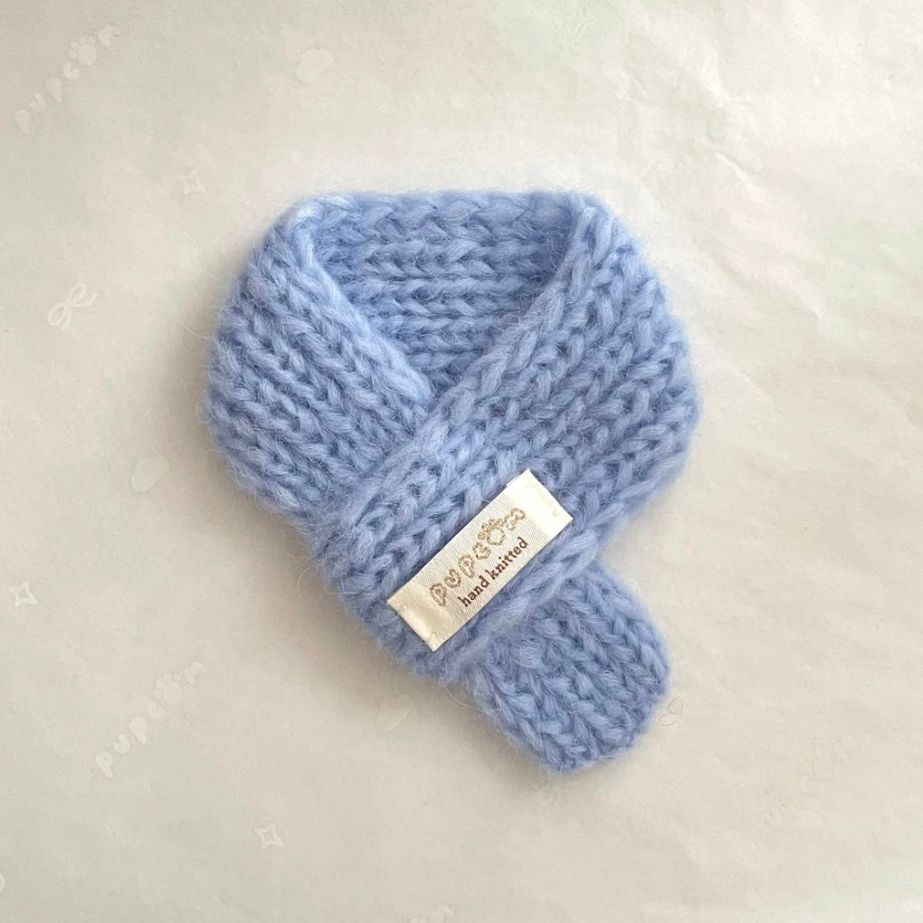 ほしあみ × 英国ブランド Pupcom コラボ ペットマフラー 「Baby Alpaca」  手編みニット　犬　猫　アクセサリー ハンドメイド 冬用 ギフト向 5色展開